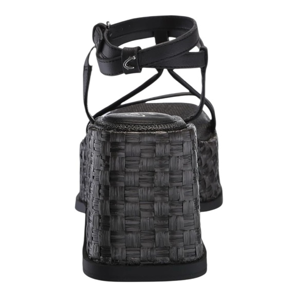 Circus by Sam Edelman Odette Black chunky basketweave wedge Strappy Ankle Buckle - Picture 11 of 14